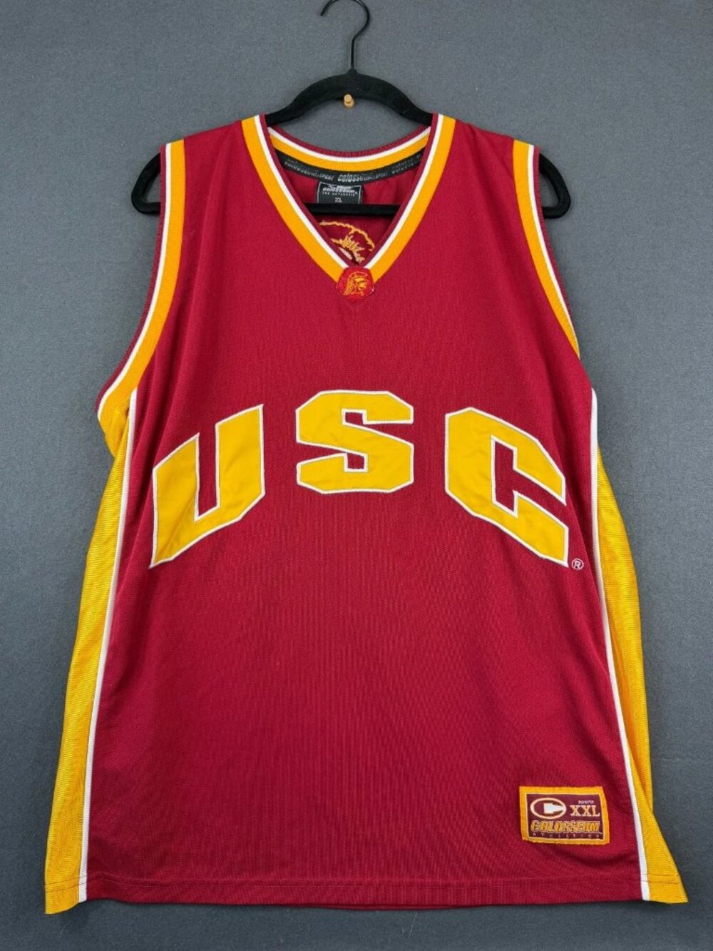 Vintage Colosseum Athletics Mens Cardinal Gold Basketball Jersey V-Neck #22 XL